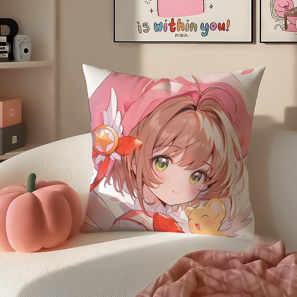 Magical Cute Japanese Anime CCardcaptor Sakura Cushion Cover Pillowcase Short Plush Invisible zipper Room Sofa Cushion Cover