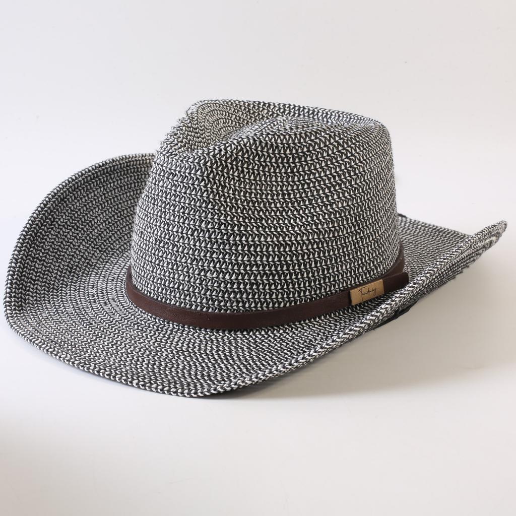 Popular European and American Classic Straw Woven Western Cowboy Hat Men's and Women's Outdoor Fashion OL Wind Woven Top Hat