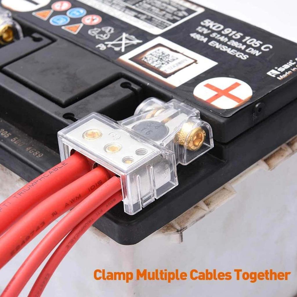 Battery Terminal Connectors, 0/2/4/6/8/10 AWG Battery Terminals, Heavy Duty Car Battery Terminal, Top Post Multiple Marine Superior Connectivity Long