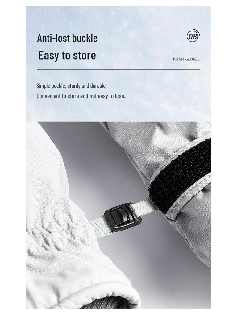 Winter Touchscreen Ski Gloves: Warm, Non-slip, Fleece-Lined, Windproof for Cold Weather Cycling and Electric Vehicle Use.