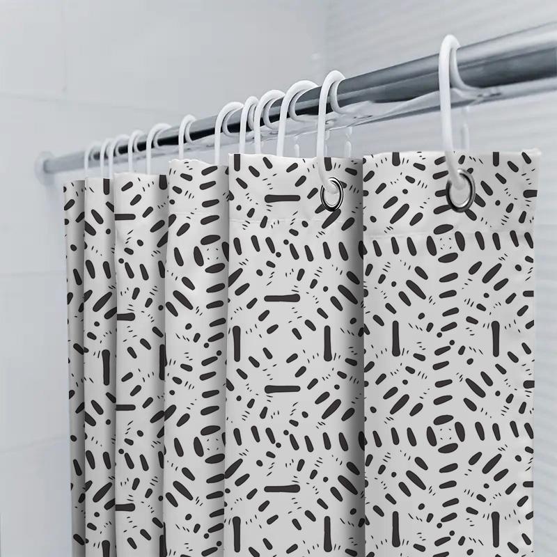 Black White Shower Curtain with Modern Geometric Pattern for Bathroom Decoration Waterproof Easy Cleaning Home Decor Item by Tau