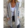 Women Solid Button Hooded Pocket Jacket Casual Loose Red Grey Streetwear Autumn Winter Jackets Coat Outerwear Fall Tops