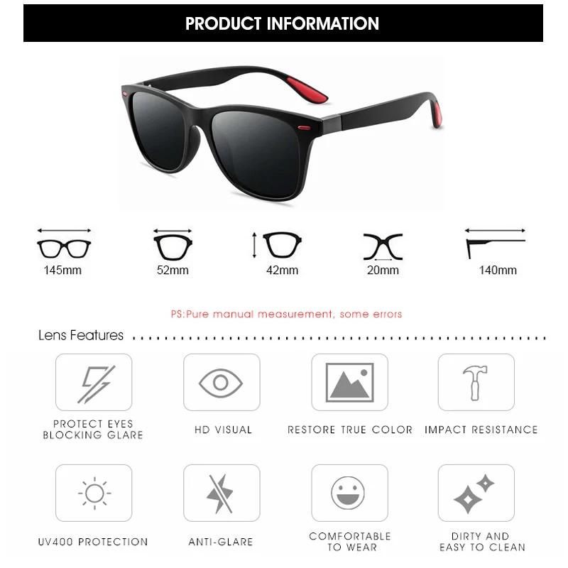 Polarized Sunglasses Men UV400 Square Female Polarizing Glasses Classic Retro Brand Design Driving Sun Glasses