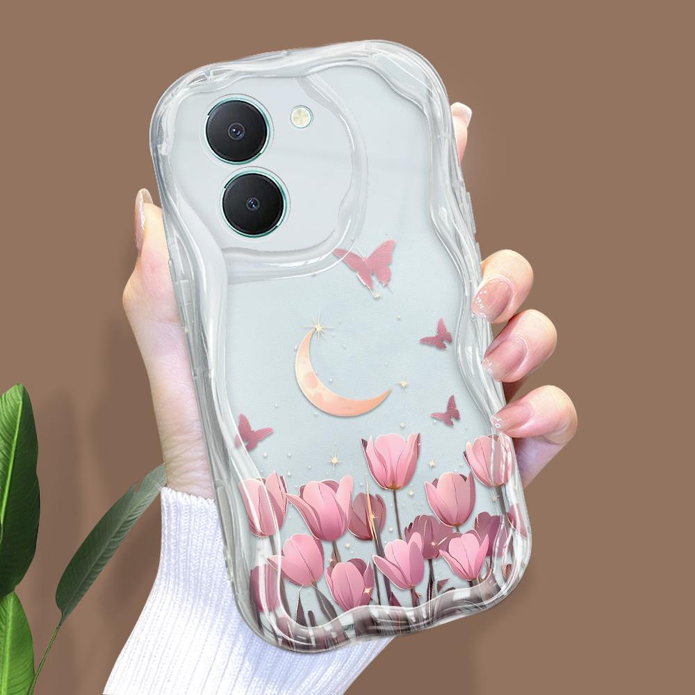 Cute Cartoon Pattern Cream Texture Casing Wavy Edge Soft Silicone Cover Phone Case for Vivo
