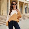 2026 Spring Women's Sweater Amazon Hot Item Splicing Round Neck Personalized Knitted Top