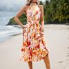 Twenty summer women's new bohemian print sleeveless pendulum ruffle edge fashion dress