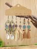 Ethnic Style Antique Alloy Earring Retro Hollow Earrings Bohemian Tassel Leaf Heart Shaped Pendant Accessories
