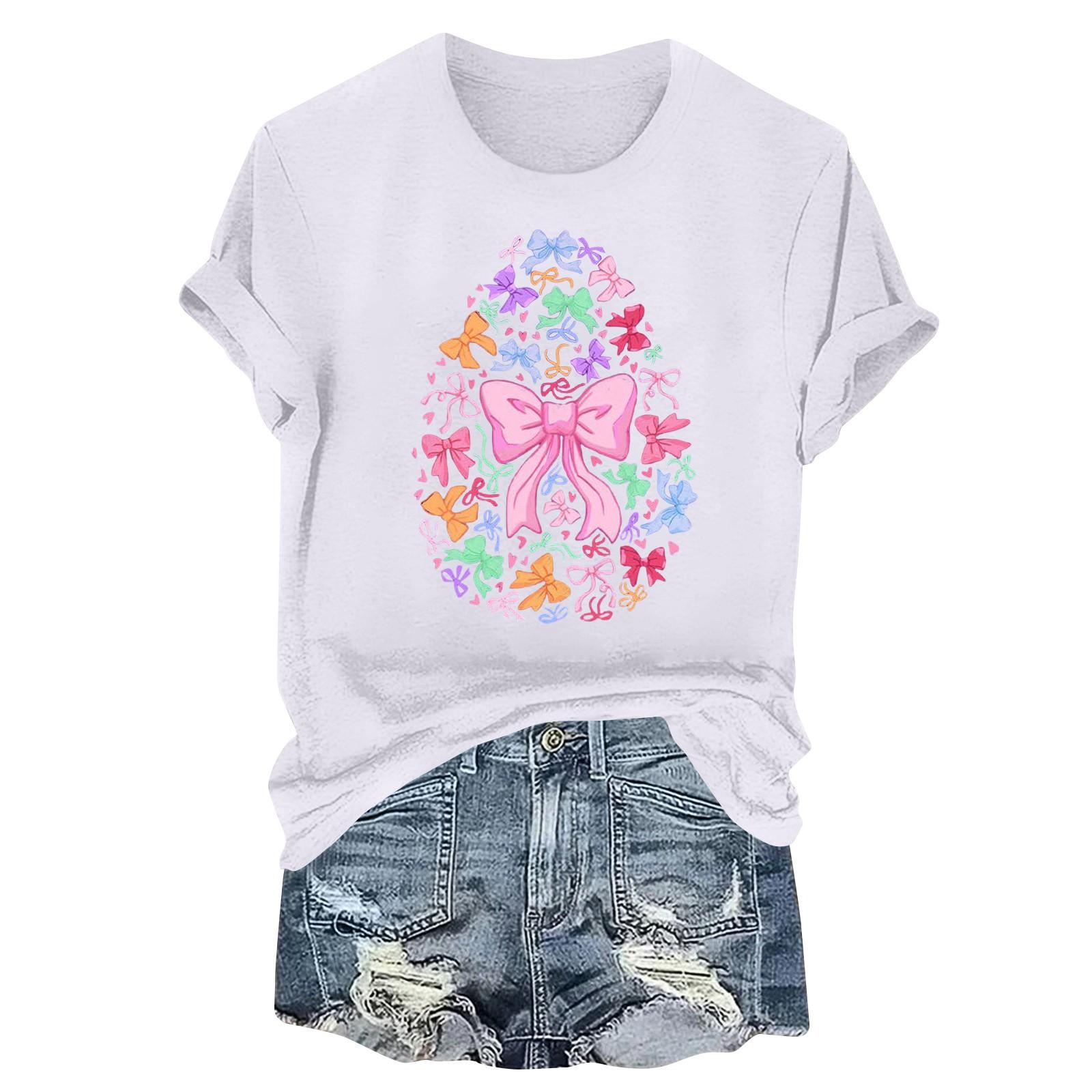 

Женская футболка с коротким рукавом и принтом пасхального кролика XL белый