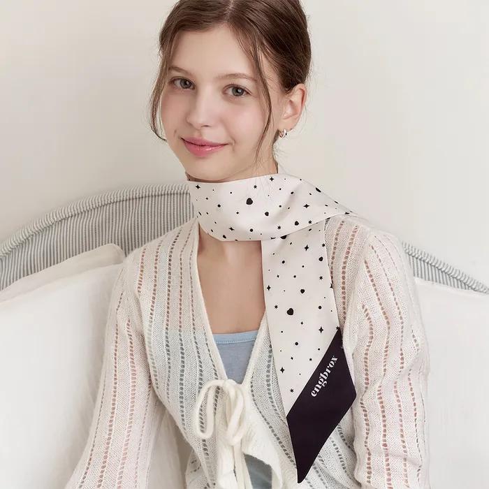 [I'V Jang Won-young, Worn In Autumn] Heart and Sparkle Twilly Silk Scarf_2 Colors