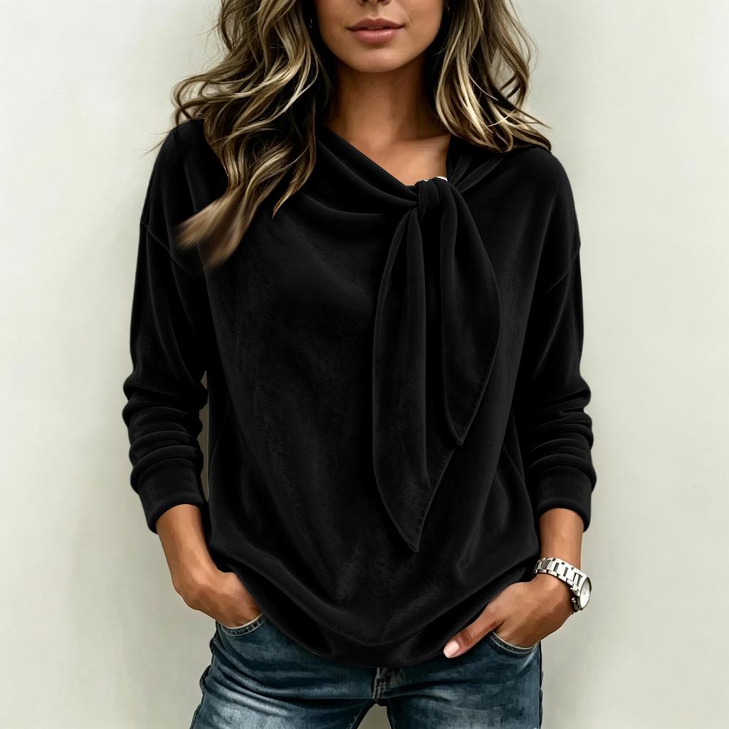 Women's Velvet Blouse with Color Casual Top for Everyday Wear