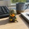 Unique Office Table Ornaments Tactical Yellow Duck Figurine, Resin Ornament with Camouflage Combat Desk Decor Gear, Soldier Statue for Home