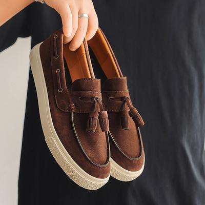 Suede Leather Handmade Loafers Leisure Walk Male Casual Shoes New Design Casual Slip On Flats Versatile Driving Shoes Moccasins