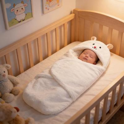 Herbst-Winter Cartoon Baby-Schlafsack: Doppellagige Lammwoll-Swaddle für den Moro-Reflex bei Neugeborenen