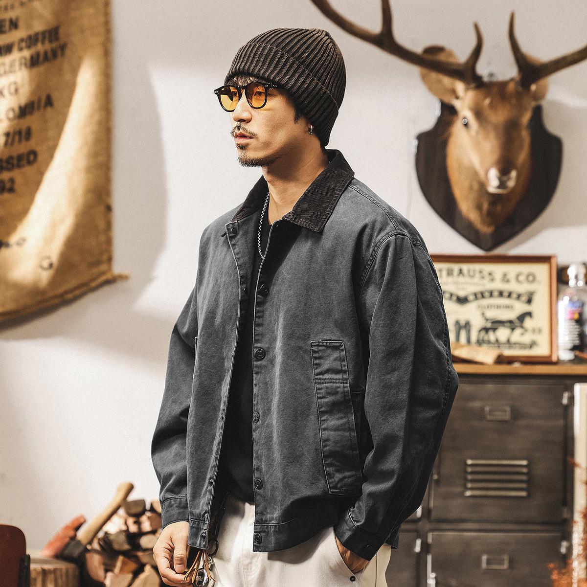 

Men s American-French Retro Blue Jacket, New 2025 Trend, Spring/Autumn Stylish Workwear. 3XL (suitable for 180-200 jin)