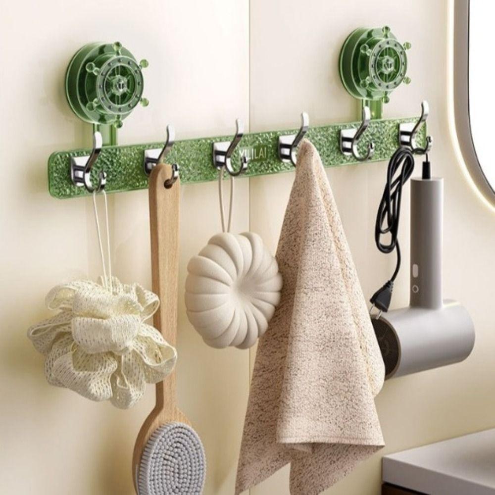6 Hooks Rotating Suction Cup Rudder Hook Punch-Free Utensils Storage Row Hook  Kitchens