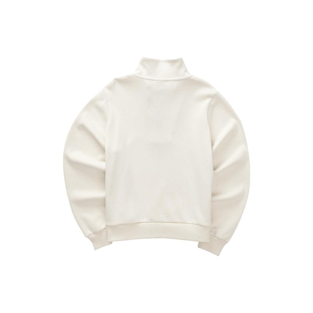Skechers Stroll Series Solid Color Stand Collar Pullover Half-Zip Sweatshirt Women Sweatshirt Tofu-White L423W013-0211