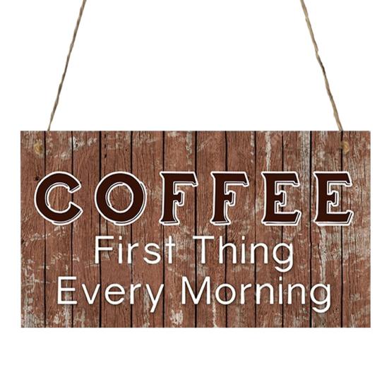 Front Door Sign Smooth Edge Exquisite Pattern Lanyard Design Burr Free Not Easily Deformed Coffee Bar Hanging