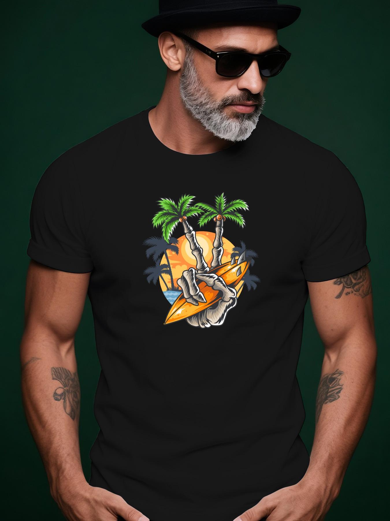 Skull Holding Surfboard Trendy Streetwear Summer Casual R... XXXL