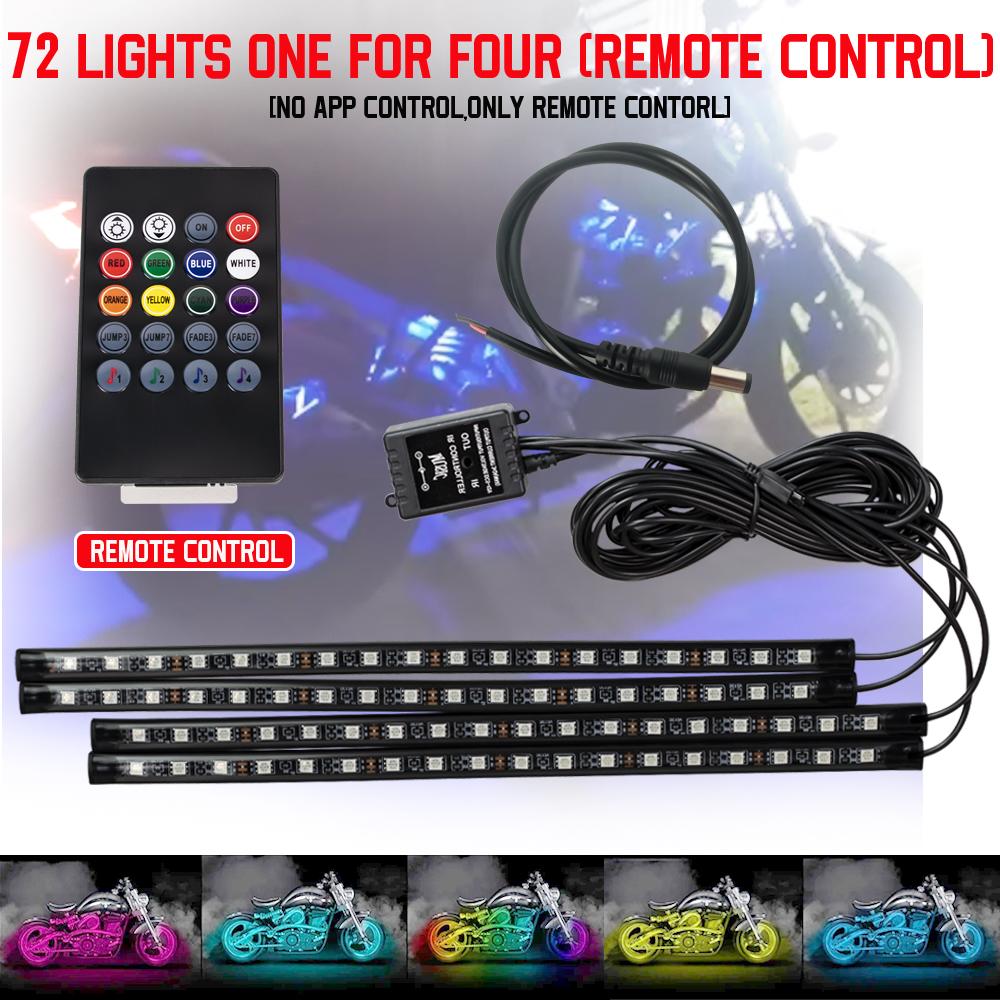12V Car Motors Decor Lamp 4IN1 Waterproof LED RGB Color Car Lighting Flexible Strip Light Motorcycle Accessories