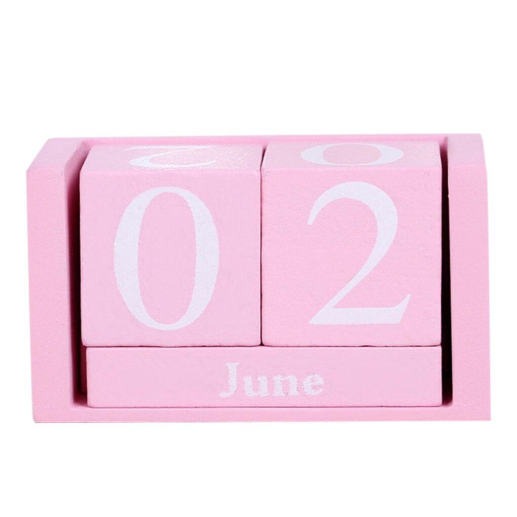 1Pc Cute Vintage Desktop Wooden Letters Calendar Cube Block Home Decoration Accessories Prop Letter Wooden Calendar