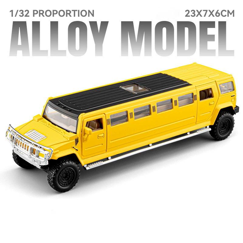 Scale 1:32 H2 Car Model Toy Doors Opened Pull Back High Simulation Sound Light Miniature Models Toys Hooby Gifts for Kids