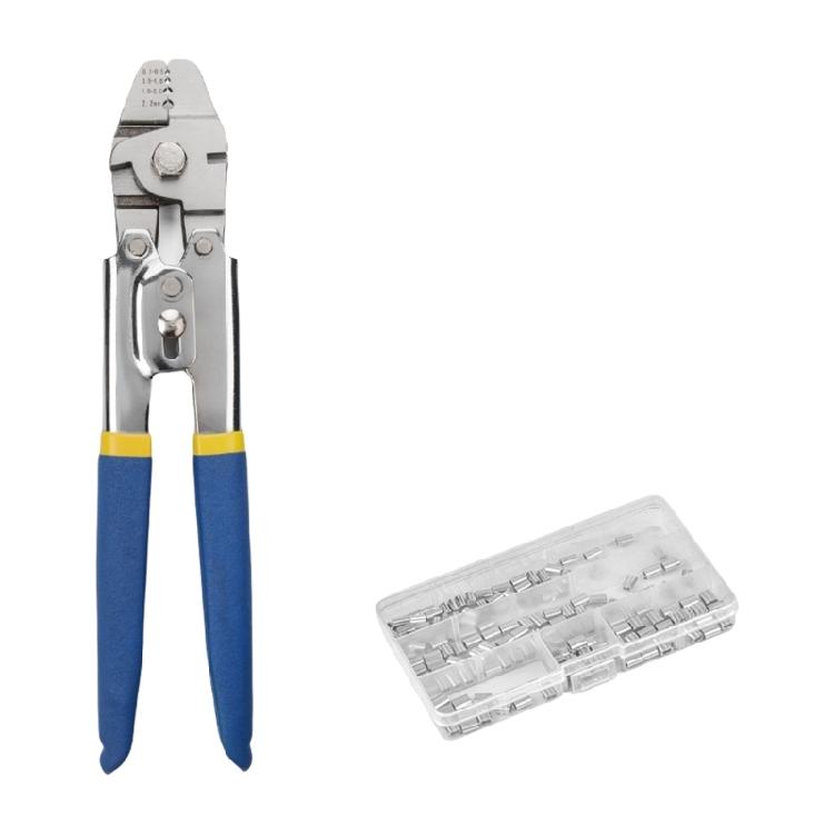 

Wire Rope Crimping Tool Pliers Swager with Steel Wire Cable and Aluminum Crimping Rings Sleeve Wire Rope Thimbles Kit