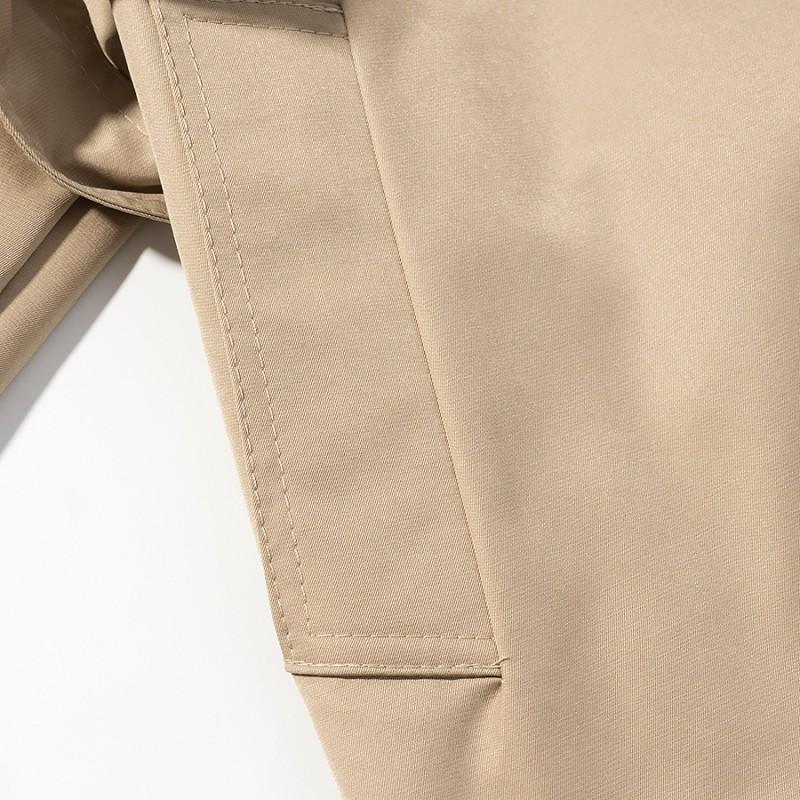 Womens Fashion Double-Breasted Trench Coat Short Jacket Stand Collar Long Sleeve Daily Wear