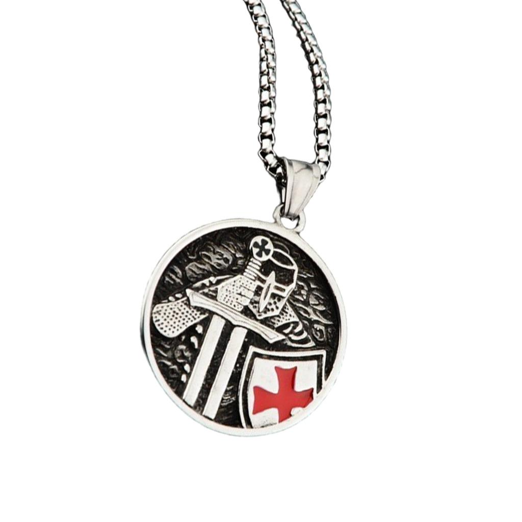 Vintage Knight Pendant Necklace Titanium Steel Amulet Jewelry Neck Jewelry Punk Chain Necklace Suitable for Men Present