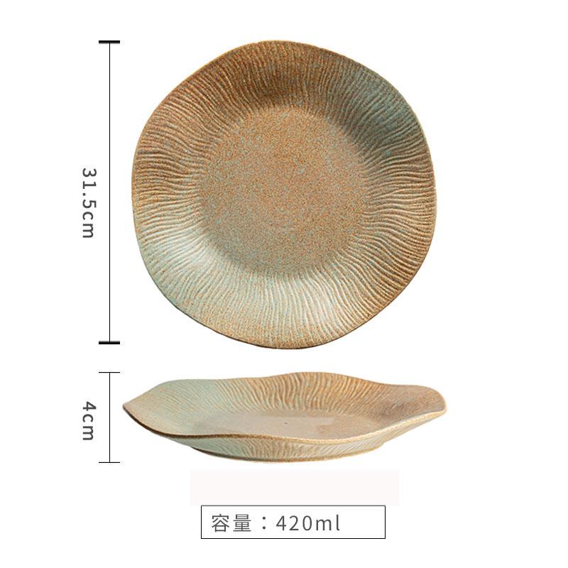Kiln Changes Retro Ceramic Deep Plate Irregular Salad Plate Pasta Plate Dessert Plates Hotel Molecular Cuisine Tableware
