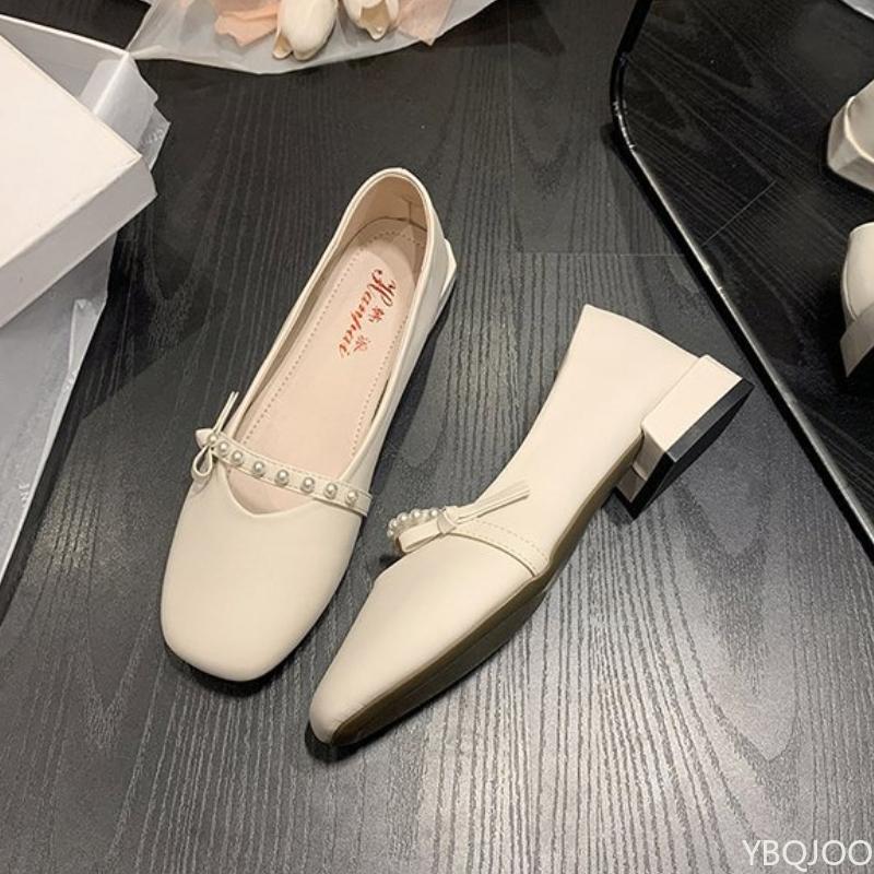 Fashion Square headed women's spring autumn shoes with shallow mouth thick heel  casual versatile simple comfortable daily women's shoes