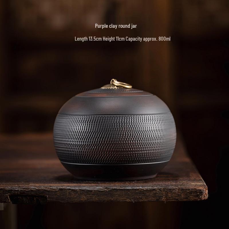 Premium Purple Clay Ceramic Tea Canister for All Teas – Large Capacity, Airtight Storage.