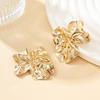 Salircon Gothic Liquid Metal Flower Stud Earrings Fashion Folded Gold Color Earrings Women's Charming Wedding Jewelry