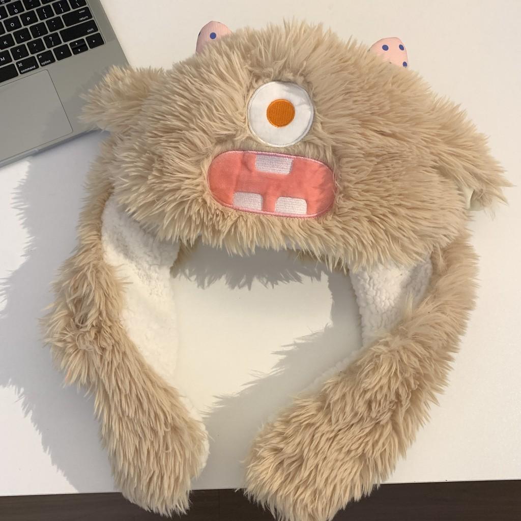 

Уютный Забавный И Длинношерстный Шапка-Монстр И Шарф Идеально Подходят Для Зимних Приключений бежевый