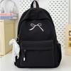 Mochila Bordada con Lazo Portátil para Niñas Color Sólido Nylon Mochila Escolar para Estudiantes Gran Capacidad Ligera Mochila de Viaje