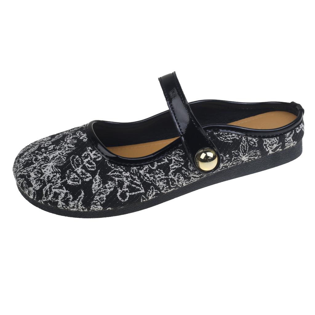 2025 summer popular fashion women's shoes versatile niche women's shoes buckle Chinese style bag head slippers