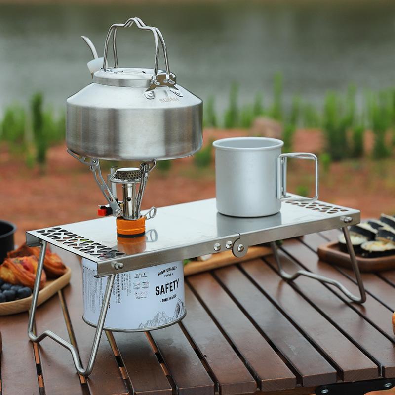 Outdoor Stainless Steel Kettle Locking Handle Camping Hung Pot Portable Coffee Pot Picnic Cooker 900Ml Teapot Kettle