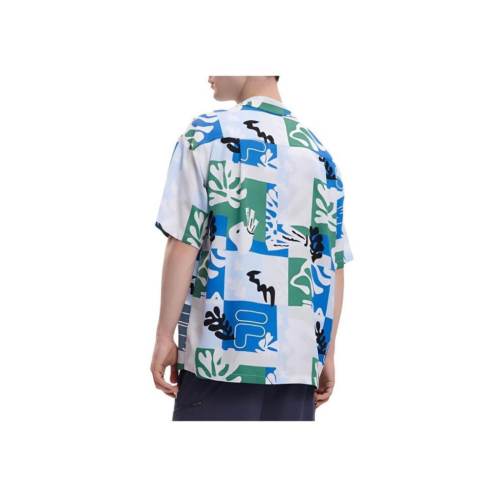 Fila Logo Loose Fit Printed Casual Woven Short Sleeve Shirt Men Shirts Multicolor F11M338401F-ZA