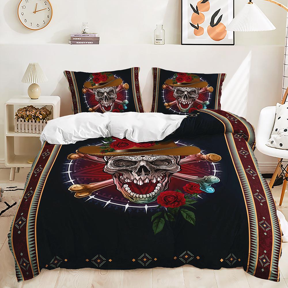 

Three-Piece Skull Rose Quilt Set Bedding Kit Children S Room 135 * 200 (two-piece set) 90g