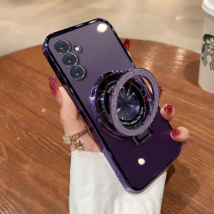 

Glitter Ring Holder Case for Samsung Galaxy S24 S25 Ultra S23 S22 Plus S21 S20 FE A54 A55 A34 A14 A52 A15 Bracket Bling Cover for Samsung S23