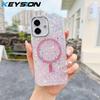 KEYSION Luxuxy Glitter Magnetic Phone Case for MagSafe for iPhone 12 13 14 Pro Max 14 Plus Soft TPU+PC Shockproof Back Cover