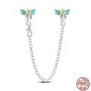 Star Moon Slide Safety Chains Charms 925 Sterling copper Heart Evil eyes Silicone Spacer Beads Fit Original Bracelet DIY Zircon