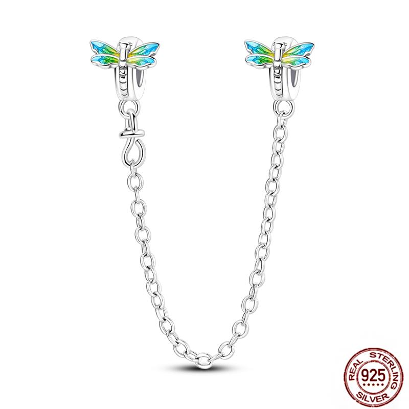 Star Moon Slide Safety Chains Charms 925 Sterling copper Heart Evil eyes Silicone Spacer Beads Fit Original Bracelet DIY Zircon