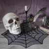 AerWo Halloween Tablecloth Lace Spiderweb Table Cloth, 30-Inch Centerpiece Round Table Topper for Halloween Decorations Festive Party Supplies