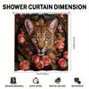 Leopard & Rose Shower Curtain - Vibrant Blue Eyes & Floral Design, Durable Jacquard Polyester, Perfect For Animal Lovers