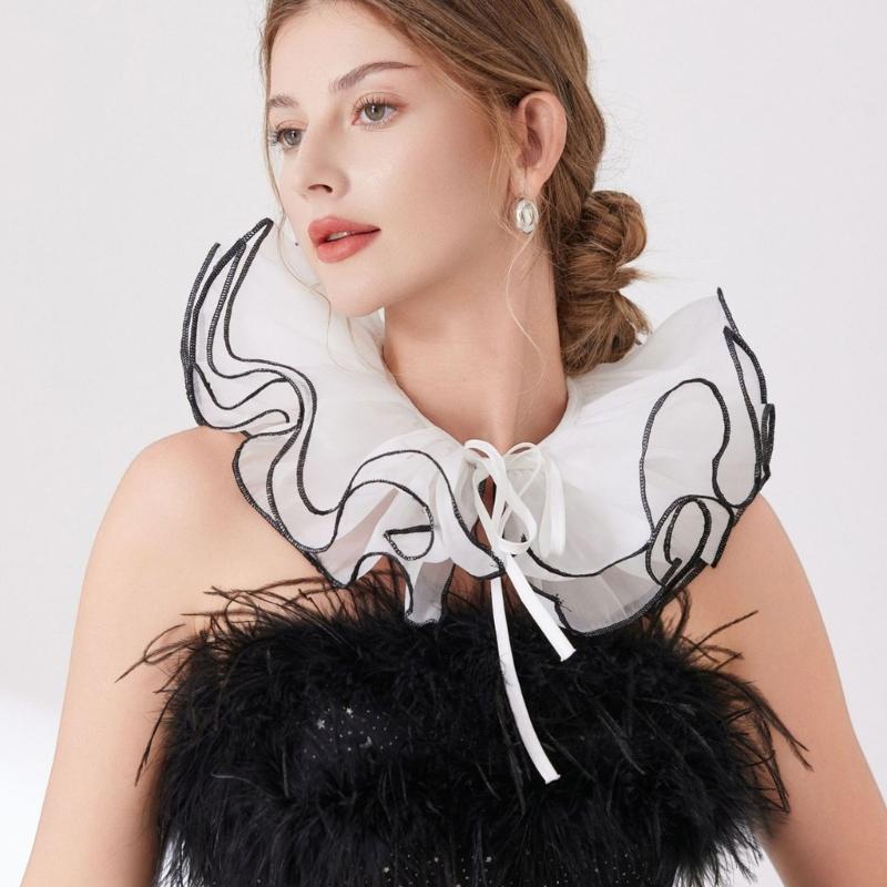 Themed Party Neck Ruff For Jester Costume Breathable Mesh Collar Neckpiece Halloween Transformation Accessory