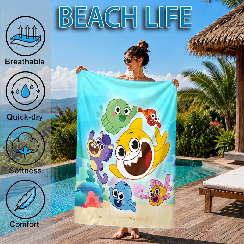 Cartoon Shark Dance Party Beach Towel, Microfiber Beach Towel, Perfect For Pool, Beach, Travel, Home Decor Beach Party Fan gifts