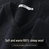 SNOWFLYING Men's V-Neck 100% Wool Pullover Sweater
