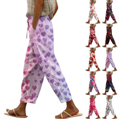 Women's Casual Pants Fashionable Print Drawstring Pockets Elastic Waist Pants