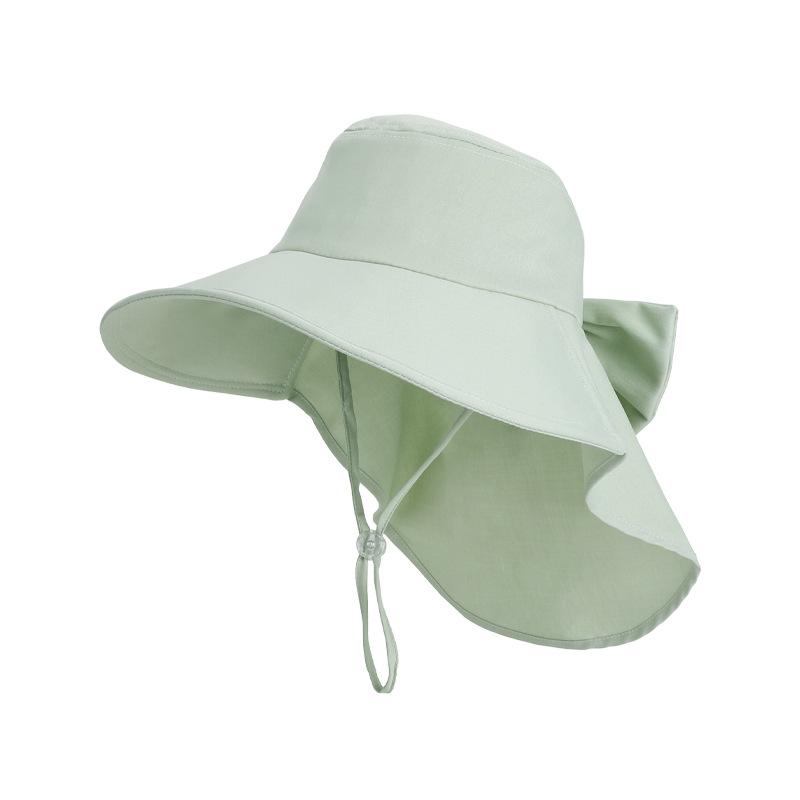 Spring and summer big eaves shawl neck protector bucket hat fashion hat women's outdoor sun hat with ponytail hole