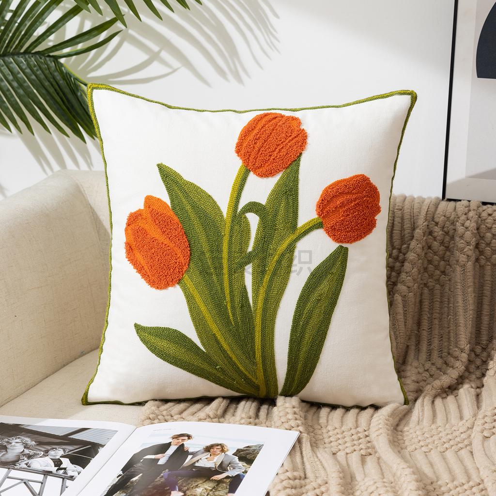 Flower Pillow Cover Does Not Include Core Pastoral Style Home Sofa Pillow Bedside Cushion Office Waist Pillow Quilt